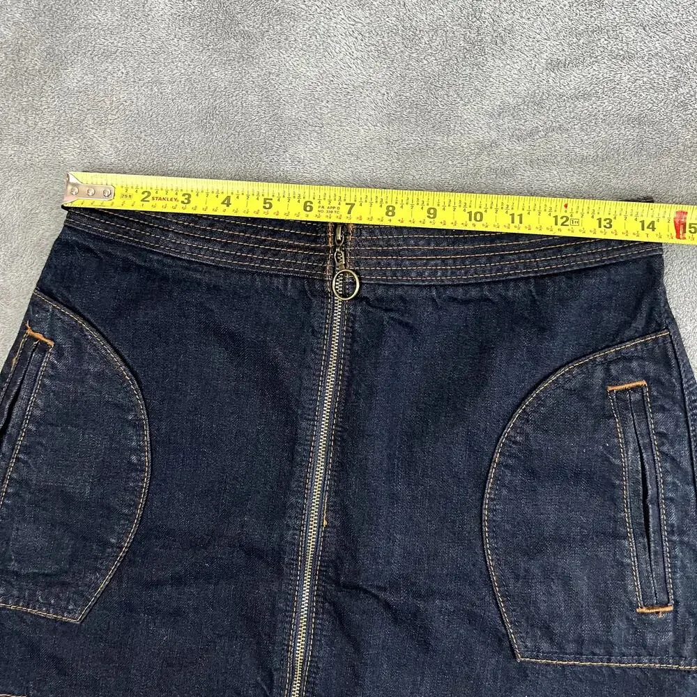 Abercrombie & Fitch Denim Mini Skirt Womens 2 Front Zip Dark Wash Y2K Style NWT - Picture 8 of 9